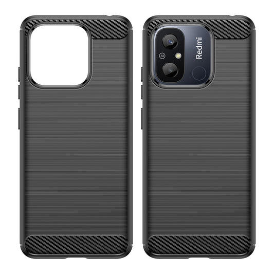 Hülle für Xiaomi Redmi 12C, Techsuit, Carbon, Schwarz