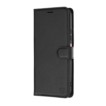 Hülle für Xiaomi Redmi 17C 5G, Techsuit, Leder-Folio, Schwarz