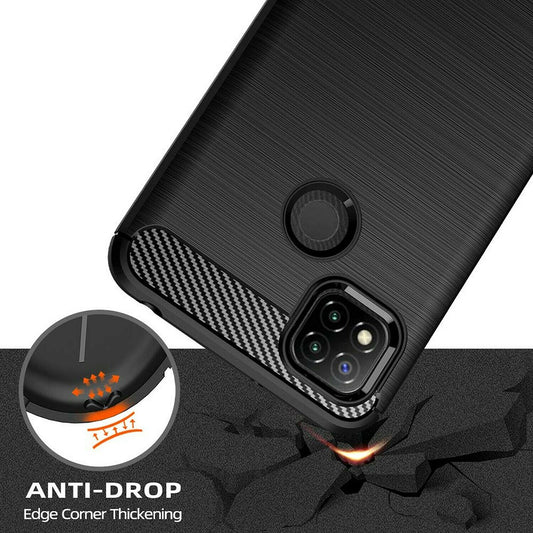 Hülle für Xiaomi Redmi 9C NFC / 9C, Techsuit, Carbon, Schwarz