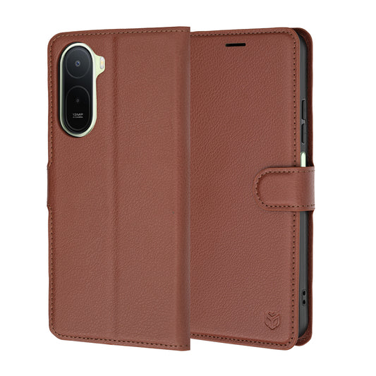 Hülle für Xiaomi Redmi A7 Pro 4G, Techsuit, Leder-Folio, Braun