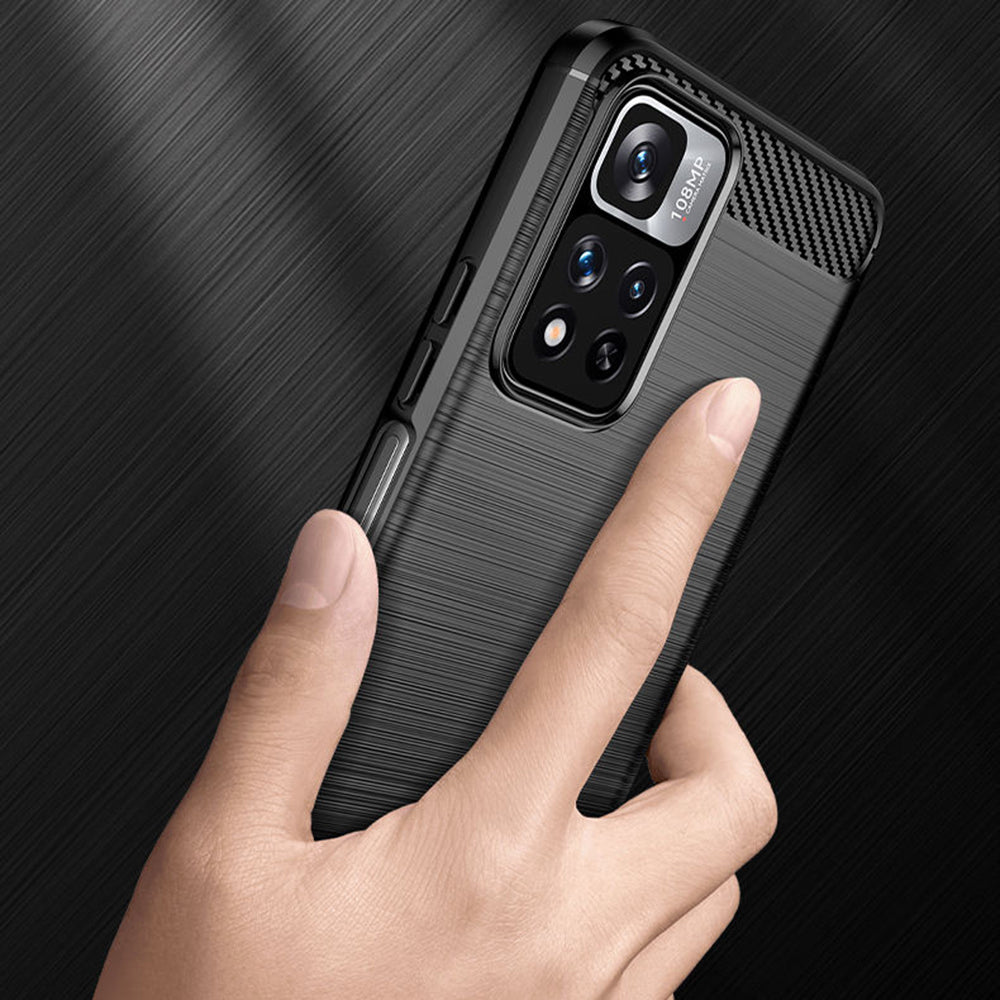 Hülle für Xiaomi Redmi Note 11 Pro+ 5G, Techsuit, Carbon, Schwarz