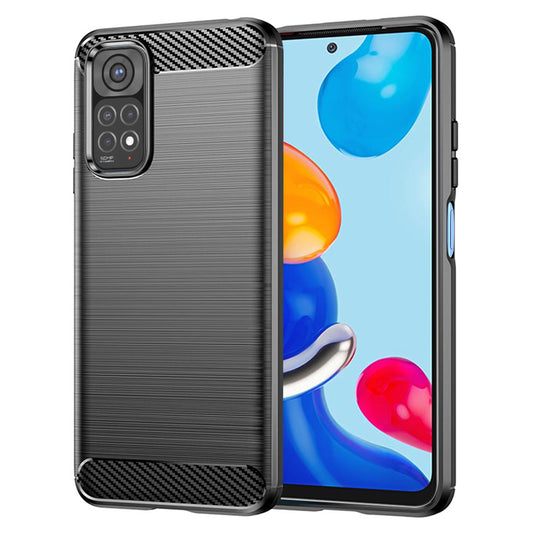 Hülle für Xiaomi Redmi Note 11S / Note 11, Techsuit, Carbon, Schwarz