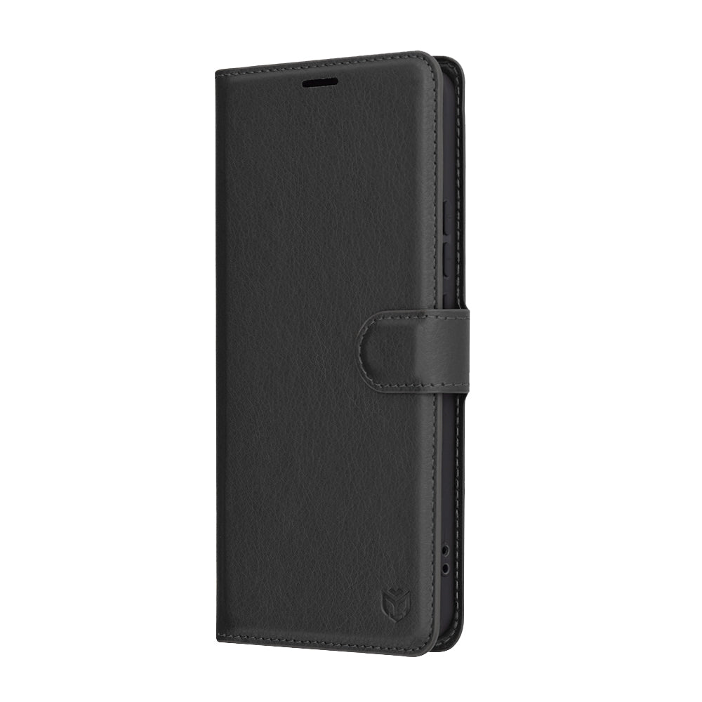 Hülle für Xiaomi Redmi Note 14 5G, Techsuit, Leder-Folio, Schwarz