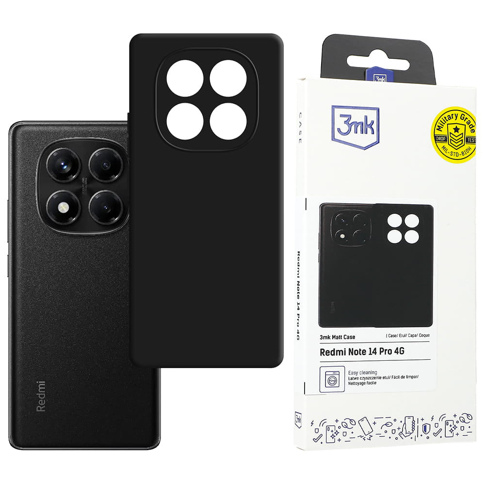 Case for Xiaomi Redmi Note 14 Pro 4G, 3MK, Matte Black