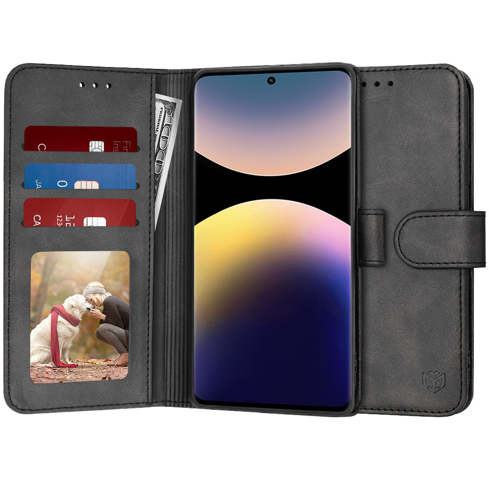 Hülle für Xiaomi Redmi Note 14 Pro+ 5G, Techsuit, Diary Book, Schwarz
