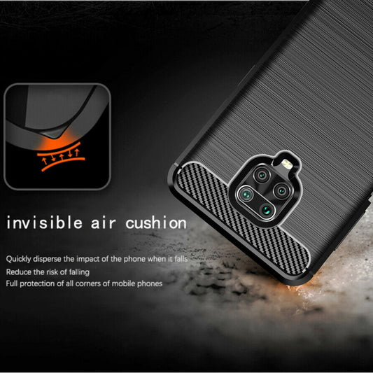 Hülle für Xiaomi Redmi Note 9S / Note 9 Pro / Note 9 Pro Max, Techsuit, Carbon, Schwarz