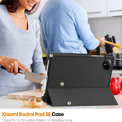 Hülle für Xiaomi Redmi Pad SE 8.7, Techsuit, FoldPro, Schwarz