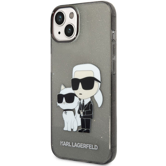 Hülle für Apple iPhone 14 Plus, Karl Lagerfeld, IML Glitter Karl and Choupette NFT, Schwarz