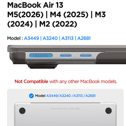 Spigen Airskin Hülle für Apple MacBook Air 13 Zoll (2026) / (2025) / (2024) / (2022), Schwarz Satin ACS11531