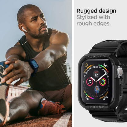 Spigen Rugged Armor Pro Hülle für Apple Watch 44mm Series, Schwarz 062CS25324