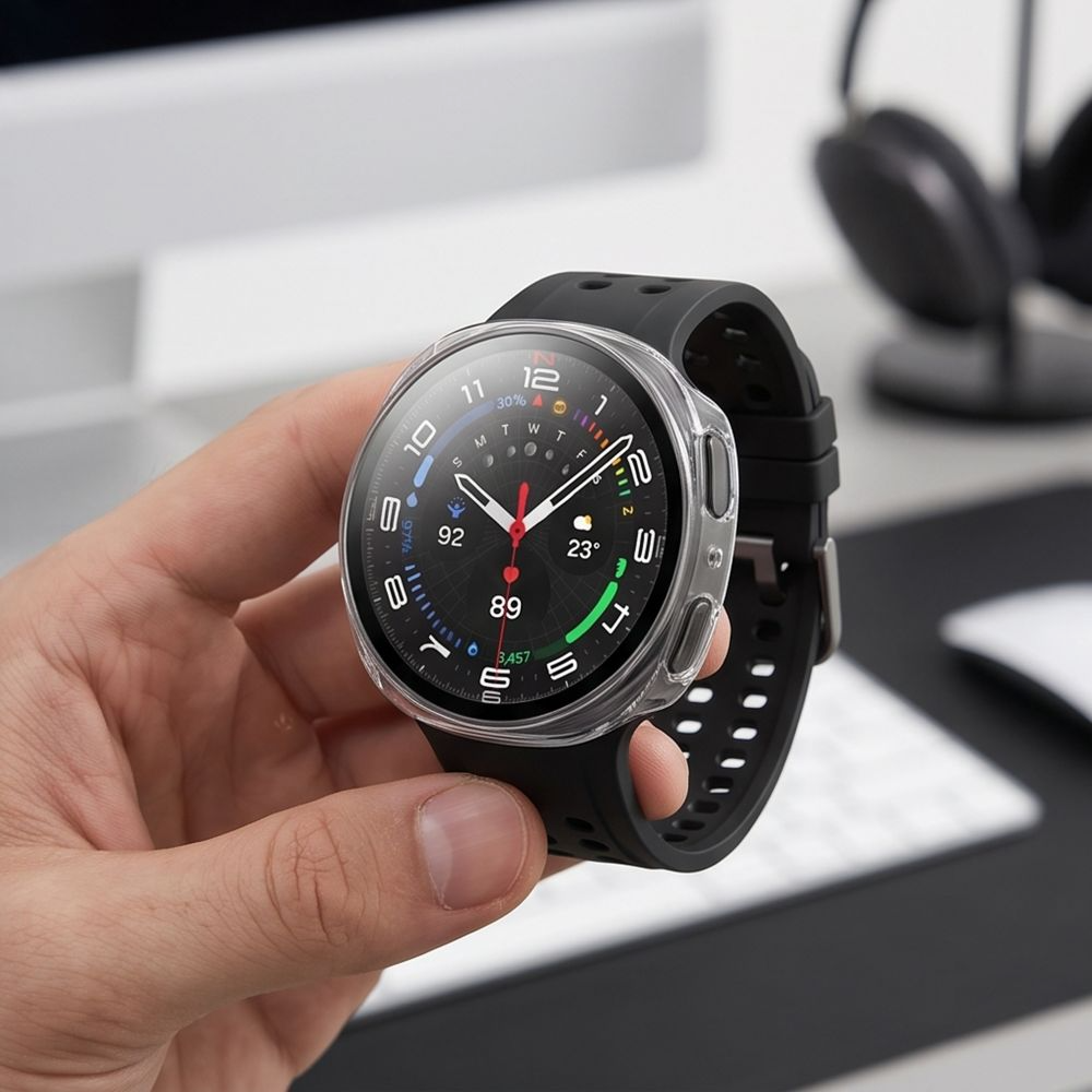 Tech-Protect Defense Hülle für Samsung Galaxy Watch 9 / Watch8 44mm, 2er Set, Schwarz / Transparent