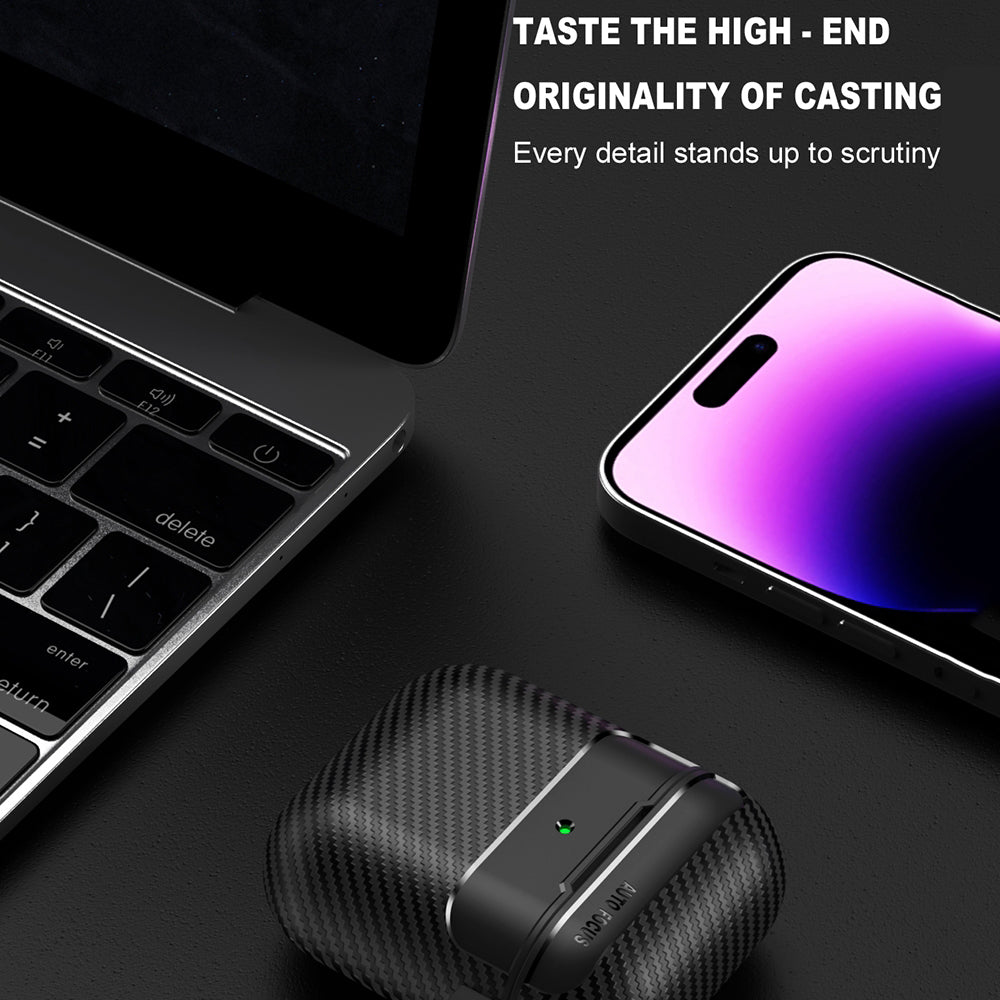 Techsuit CarbonFiber Hülle für Apple AirPods Gen 2 / Gen 1, Schwarz