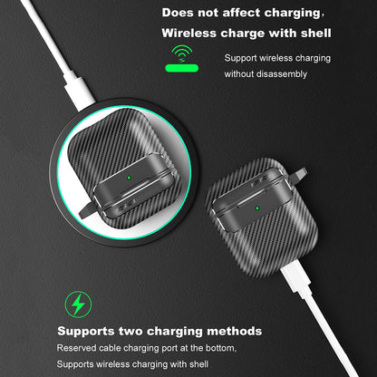 Techsuit CarbonFiber Hülle für Apple AirPods Gen 2 / Gen 1, Schwarz
