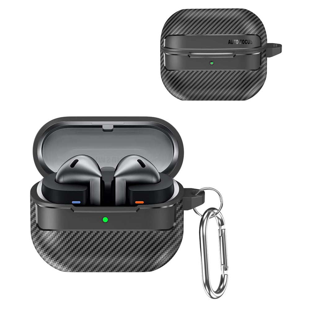 Techsuit CarbonFiber Hülle für Samsung Galaxy Buds3 FE / Buds3 Pro / Buds3, Schwarz