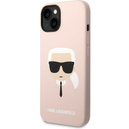 Hülle für Apple iPhone 14 Plus, Karl Lagerfeld, Silicone Karl's Head, Rosa