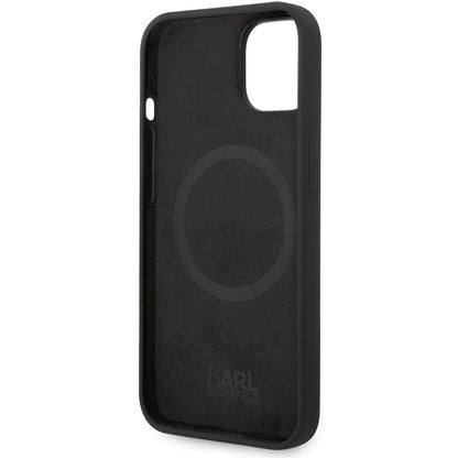 MagSafe-Hülle für Apple iPhone 14 Plus, Karl Lagerfeld, Liquid Silicone Karl Head, Schwarz