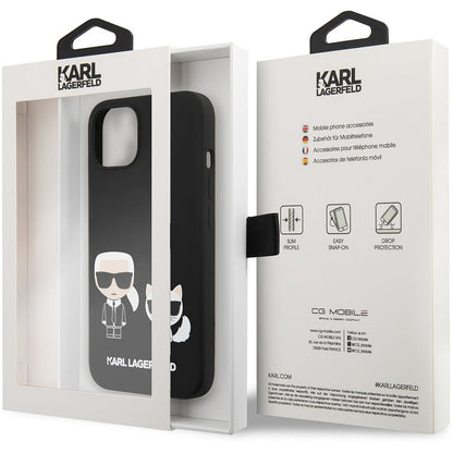 MagSafe Hülle für Apple iPhone 14 Plus, Karl Lagerfeld, Silikon Karl & Choupette, Schwarz