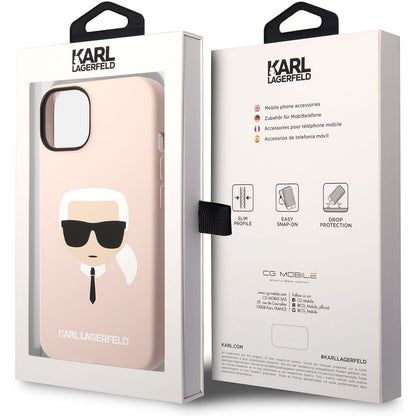 Hülle für Apple iPhone 14 Plus, Karl Lagerfeld, Silicone Karl's Head, Rosa