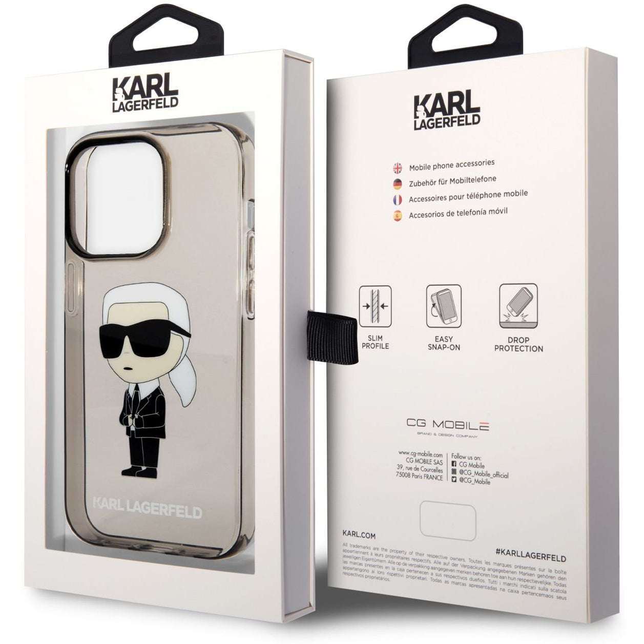 Hülle für Apple iPhone 14 Pro Max, Karl Lagerfeld, IML Ikonik NFT, Schwarz