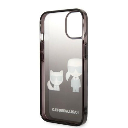 Hülle für Apple iPhone 14 Plus, Karl Lagerfeld, Gradient Karl & Choupette, Schwarz