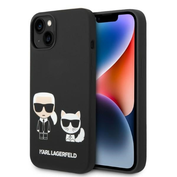 MagSafe Hülle für Apple iPhone 14 Plus, Karl Lagerfeld, Silikon Karl & Choupette, Schwarz