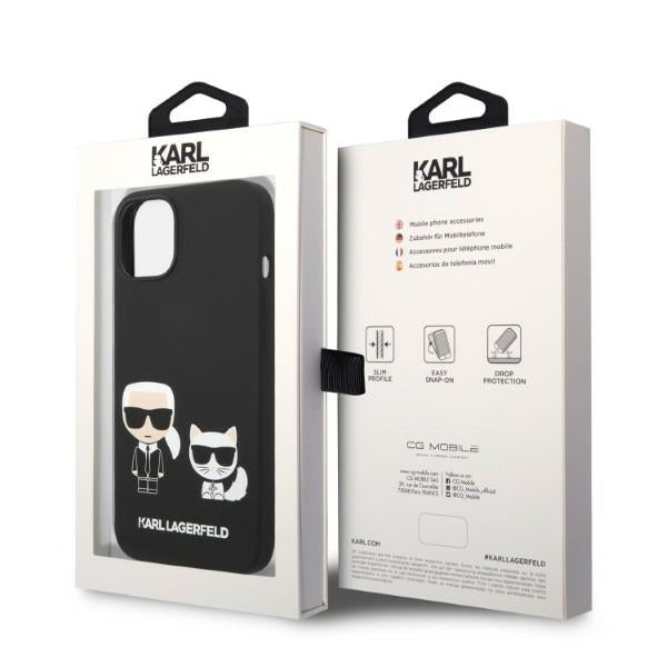 MagSafe Hülle für Apple iPhone 14 Plus, Karl Lagerfeld, Silikon Karl & Choupette, Schwarz
