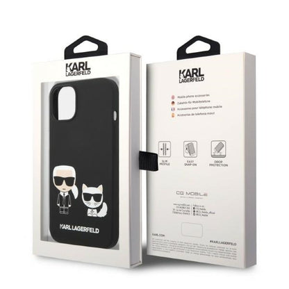 MagSafe Hülle für Apple iPhone 14 Plus, Karl Lagerfeld, Silikon Karl & Choupette, Schwarz
