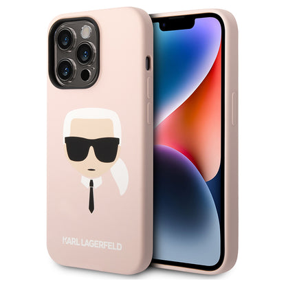 MagSafe Hülle für Apple iPhone 14 Pro, Karl Lagerfeld, Silicone Karl Head, Rosa