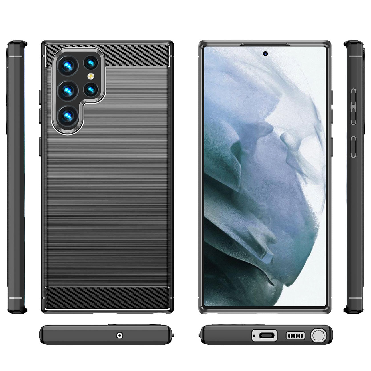 Hülle für Samsung Galaxy S22 Ultra 5G S908, OEM, Carbon, Schwarz