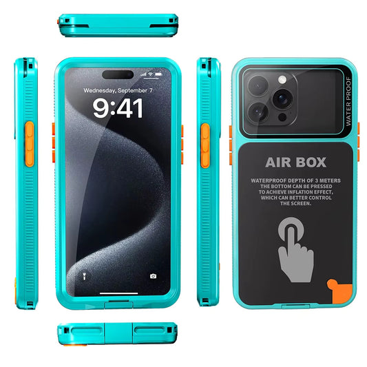 Universelle wasserdichte Hülle für Telefon max. 6,7 Zoll, ShellBox, AirBox, Blau