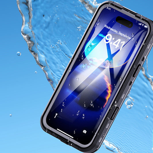 Wasserdichte Hülle für Apple iPhone 16 Pro, ShellBox, Schwarz