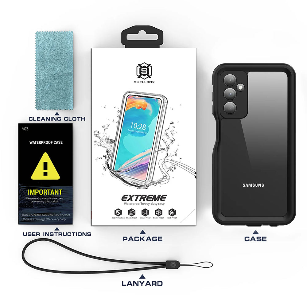 Wasserdichte Hülle für Samsung Galaxy A25 A256, ShellBox, Schwarz