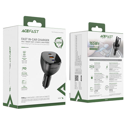 Auto-Ladegerät Acefast B14, 165W, 5A, 1 x USB-A - 2 x USB-C, Schwarz