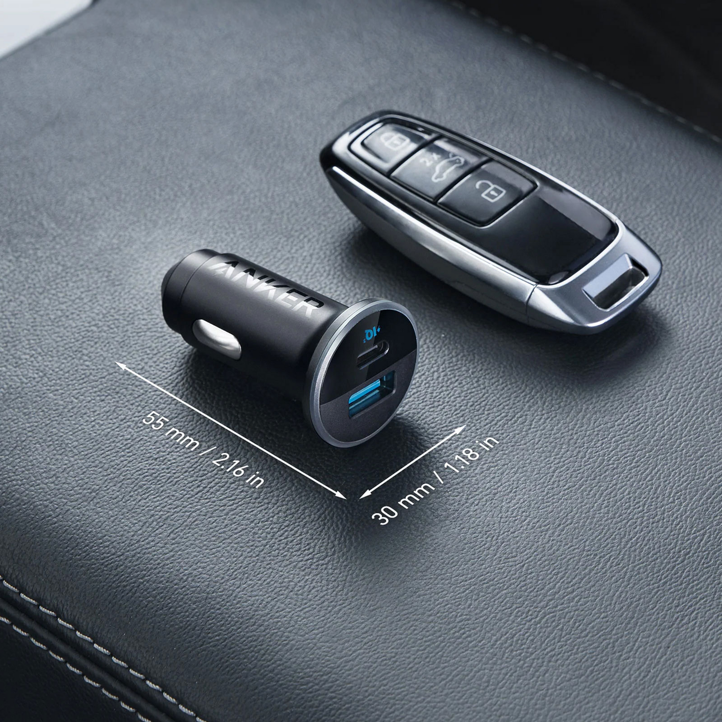 Auto-Ladegerät Anker 323, 52,5W, 3A, 1 x USB-A - 1 x USB-C, Schwarz, Wiederverpackt A2735G11
