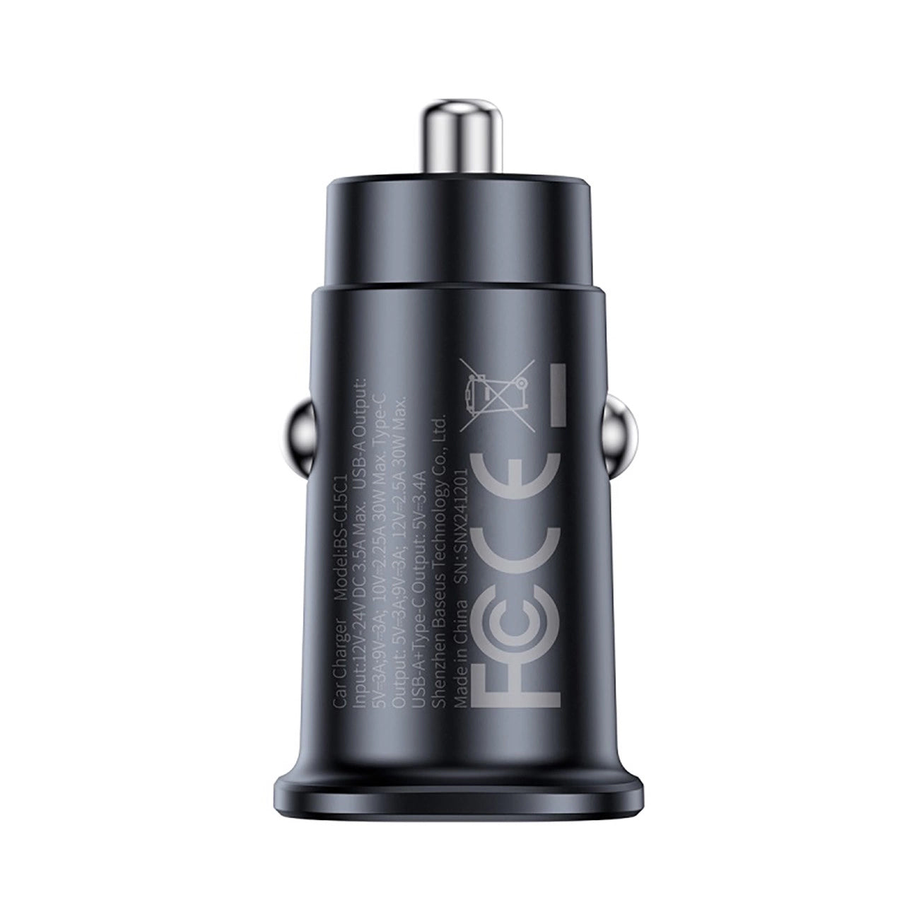 Auto-Ladegerät Baseus GoTrip, 30W, 3A, 1 x USB-A - 1 x USB-C, Schwarz