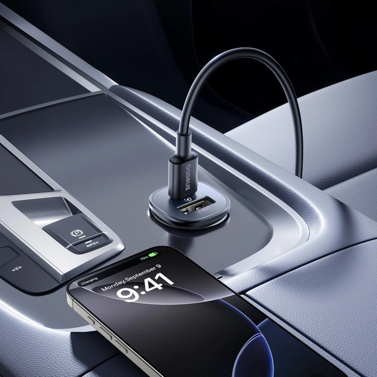 Auto-Ladegerät Baseus GoTrip, 30W, 3A, 1 x USB-A - 1 x USB-C, Schwarz