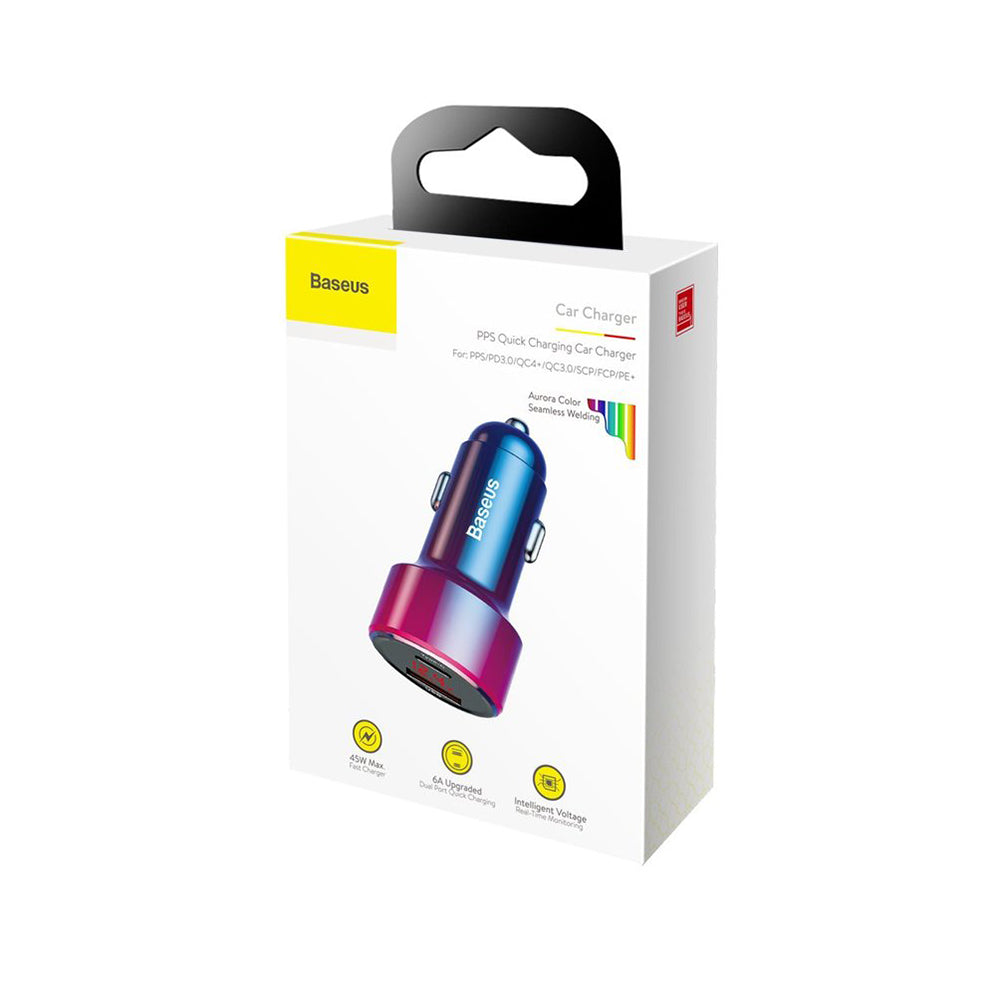 Auto-Ladegerät Baseus Magic Display Series, 45W, 5A, 1 x USB-A - 1 x USB-C, Multicolor CCMLC20C-09