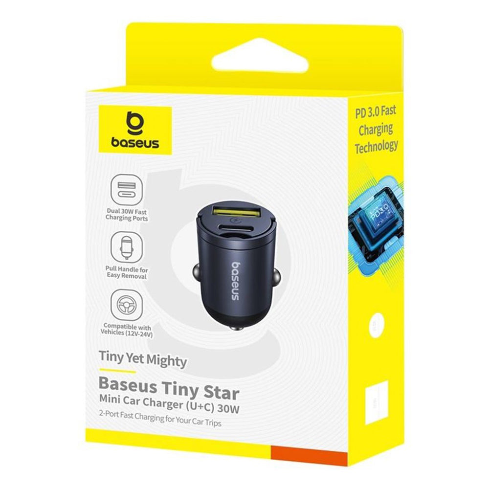 Auto-Ladegerät Baseus Tiny Star, 30W, 3A, 1 x USB-A - 1 x USB-C, Schwarz C00035001121-02