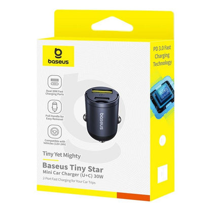 Auto-Ladegerät Baseus Tiny Star, 30W, 3A, 1 x USB-A - 1 x USB-C, Schwarz C00035001121-02