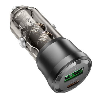 Borofone BZ25 Journey Car Charger, 38W, 3A, 1 x USB-A - 1 x USB-C, Black