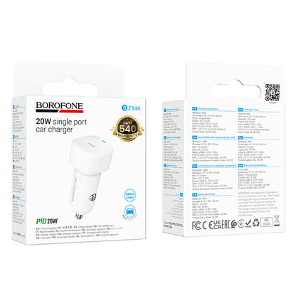 Auto-Ladegerät Borofone BZ34A Cloud, 20W, 3A, 1 x USB-C, Weiß