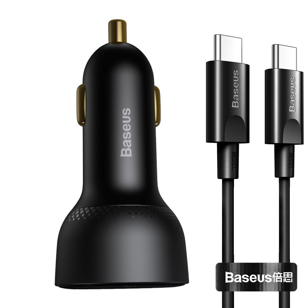 Auto-Ladegerät mit USB-C Kabel Baseus Superme, 100W, 5A, 1 x USB-A - 1 x USB-C, Schwarz TZCCZX-01