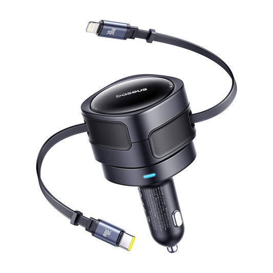 Auto-Ladegerät mit USB-C / Lightning-Kabel Baseus Enjoyment Max, 60W, 3A, Schwarz C00035507121-00