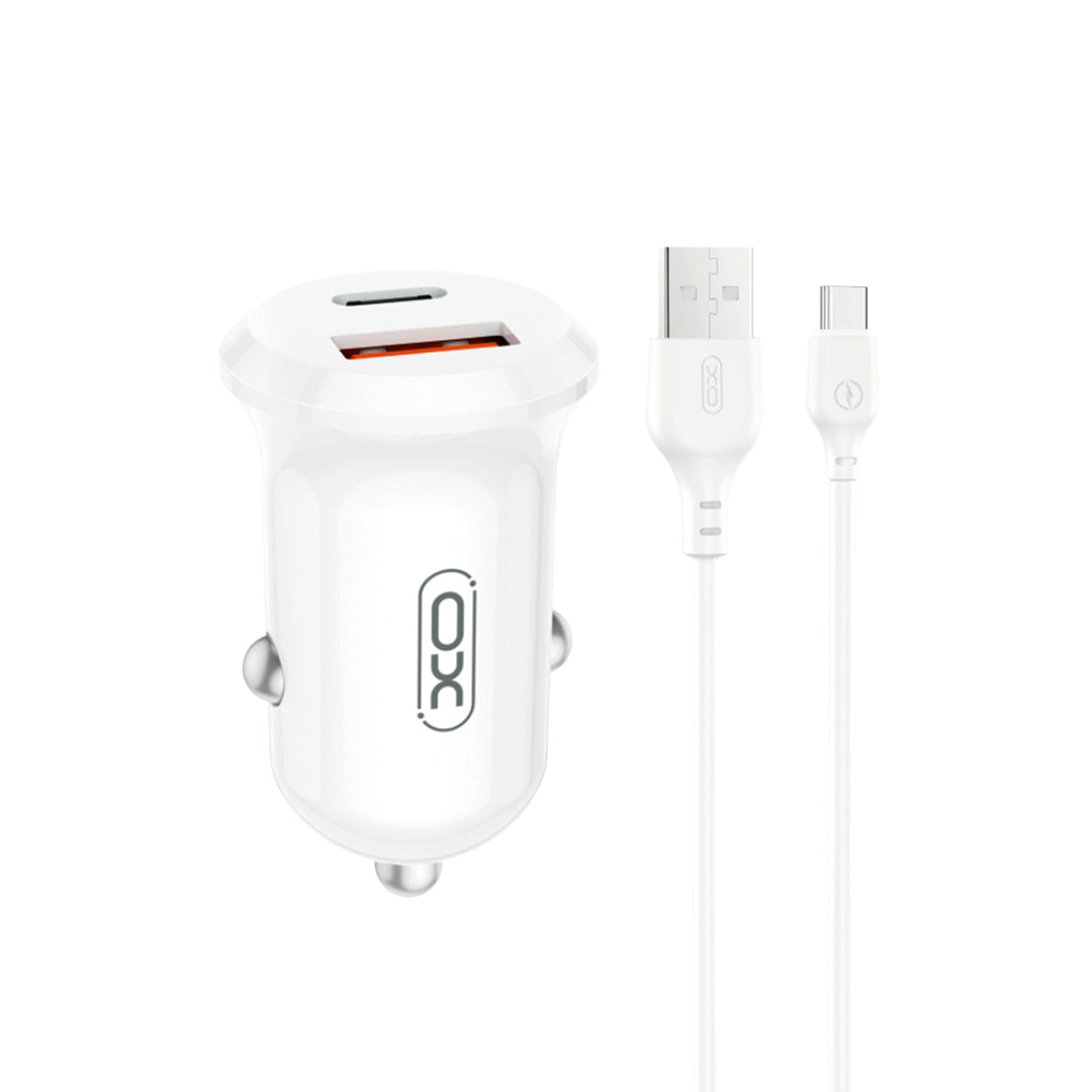 Auto-Ladegerät mit USB-C Kabel XO Design CC69, 30W, 3A, 1 x USB-A - 1 x USB-C, Weiß