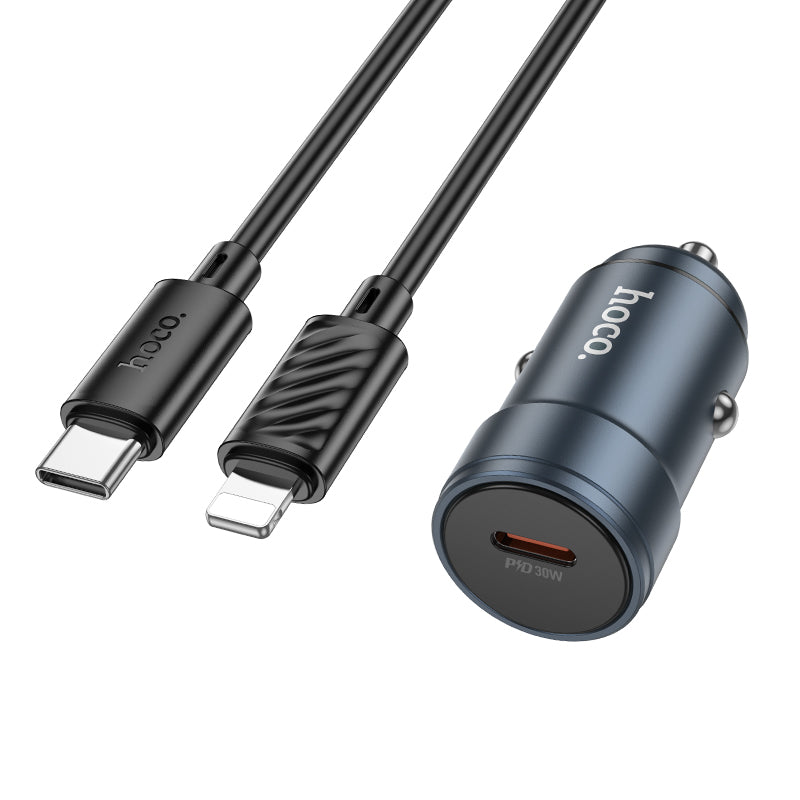 Auto-Ladegerät mit Lightning-Kabel HOCO Z57, 30W, 3A, 1 x USB-C, Grau