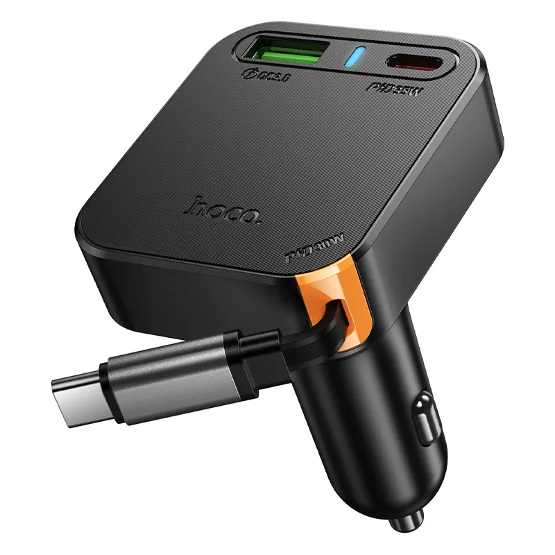 Auto-Ladegerät mit USB-C Kabel HOCO NZ18, 65W, 3A, 1 x USB-A - 1 x USB-C, Schwarz