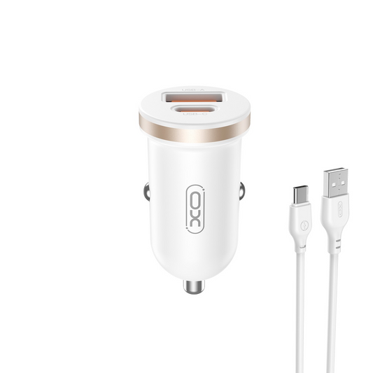 Auto-Ladegerät mit USB-C Kabel XO Design CC56, 30W, 3A, 1 x USB-A - 1 x USB-C, Weiß