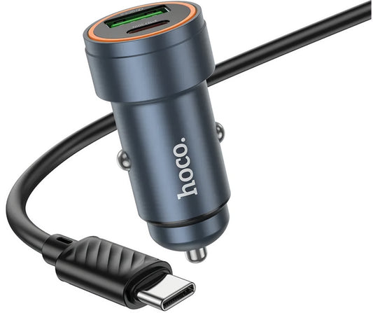 Auto-Ladegerät mit USB-C Kabel HOCO Z57A, 30W, 3A, 1 x USB-A - 1 x USB-C, Grau