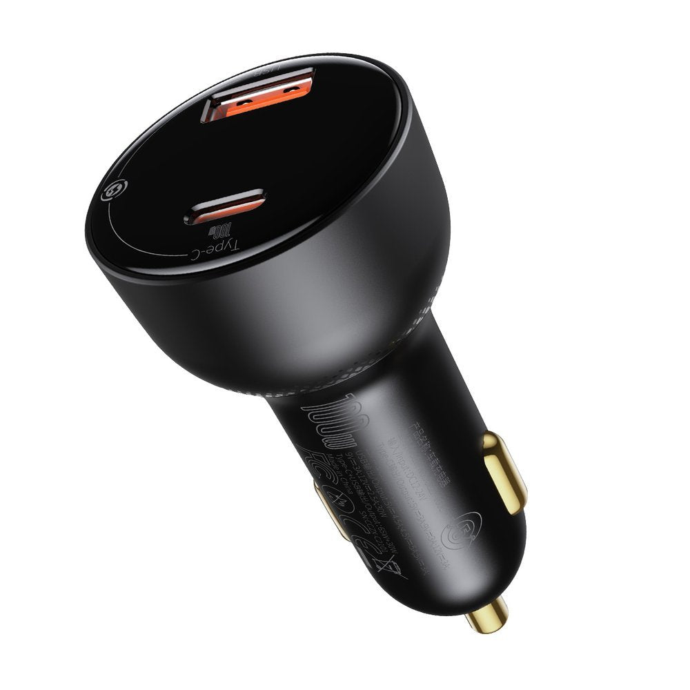 Auto-Ladegerät mit USB-C Kabel Baseus Superme, 100W, 5A, 1 x USB-A - 1 x USB-C, Schwarz TZCCZX-01