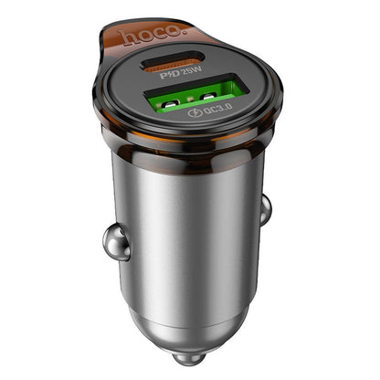Auto-Ladegerät mit USB-C Kabel HOCO NZ16A, 43W, 3A, 1 x USB-A - 1 x USB-C, Grau
